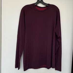 Mens Lululemon Athletica Long Sleeve Shirt Size L Burgundy Red